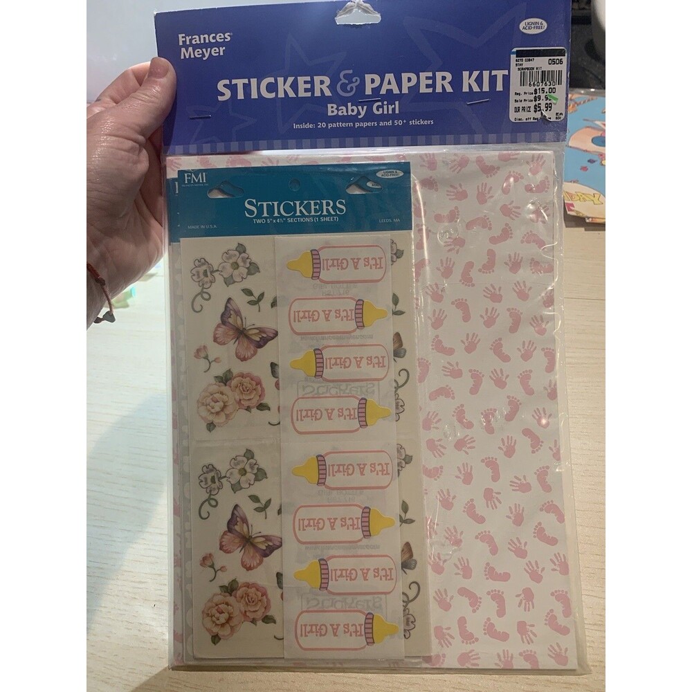 NOS Frances Meyer Inc Sticker & Paper Kit "BABY GIRL" Scrapbooking Kit 2006